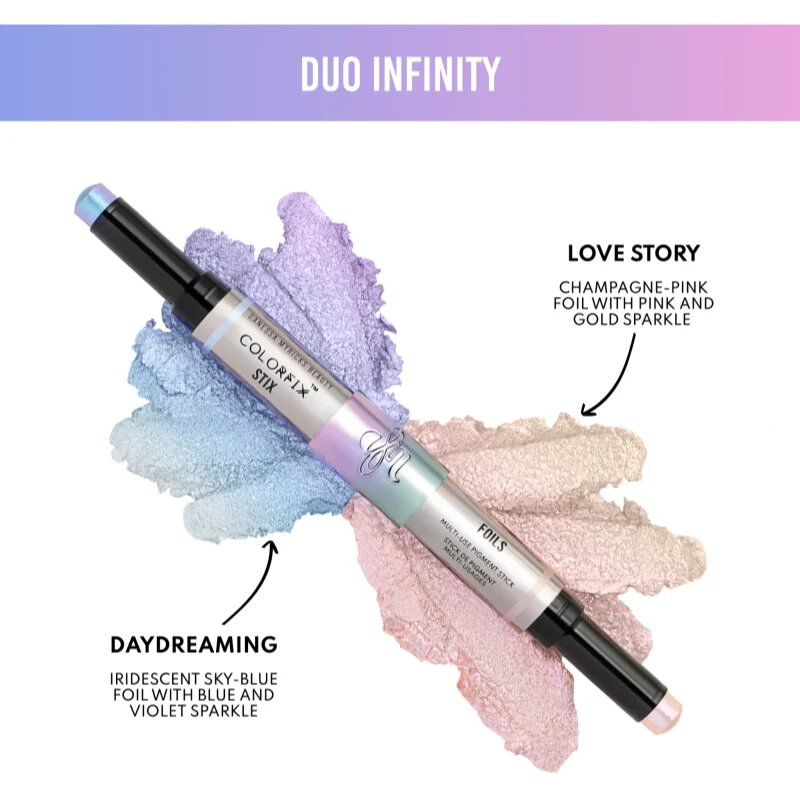 Danessa Myricks Beauty Colorfix Stix multifunkcionális smink a szemre az ajkakra és az arcra limitált kiadás árnyalat Infinity 2x3 g