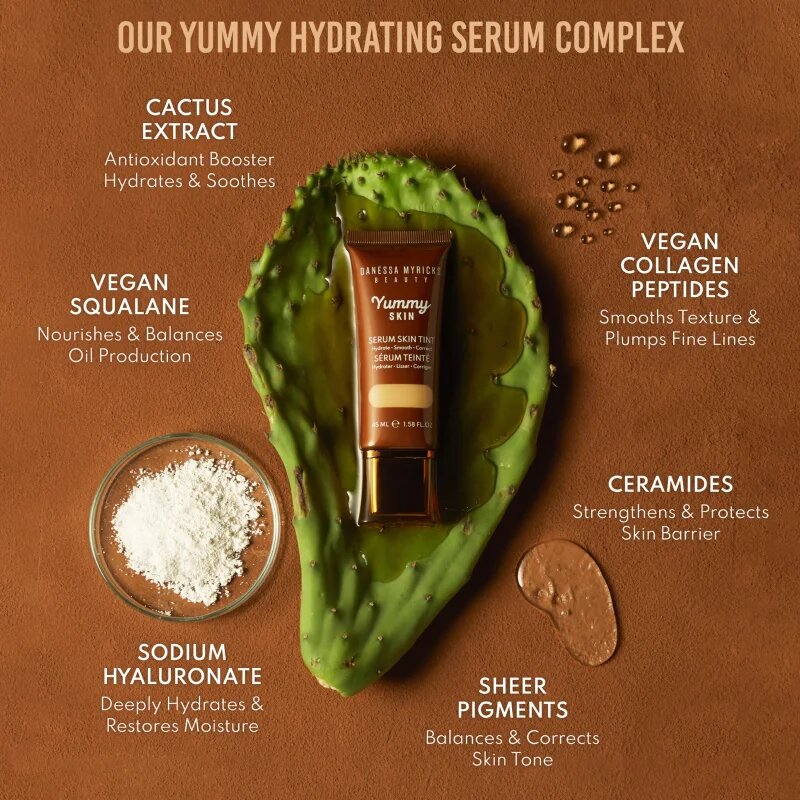 Danessa Myricks Beauty Yummy Skin Serum Skin Tint bőrsimító hatású hidratáló alapozó árnyalat 5 - Light To Medium Skin With Neutral Undertones 45 ml