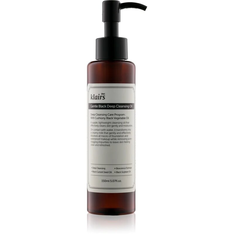 Dear Klairs Gentle Black Deep Cleansing Oil mélyen tisztító olaj zsíros bőrre 150 ml