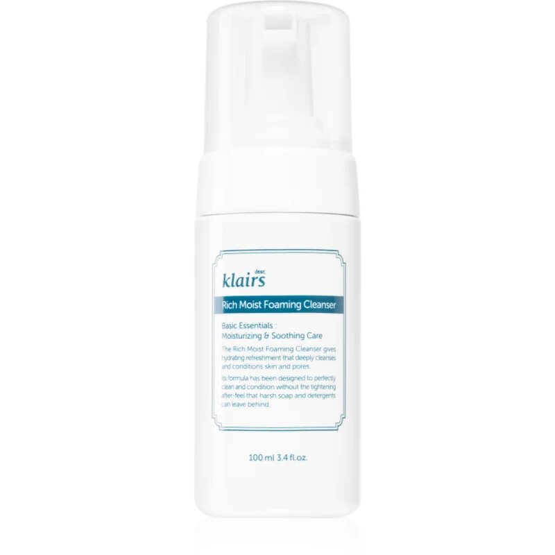Dear Klairs Rich Moist Foaming Cleanser tisztító hab hidratáló hatással 100 ml