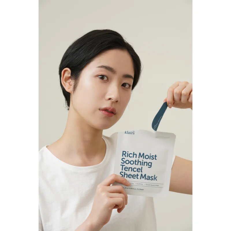 Dear Klairs Rich Moist Soothing Tencel Sheet Mask nyugtató hatású gézmaszk hidratáló hatással 25 ml