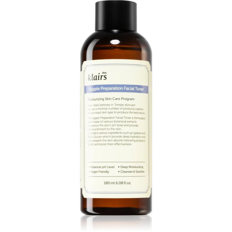 Dear Klairs Supple Preparation Facial Toner hidratáló tonik a bőr pH-értékének kiegyensúlyozására 180 ml