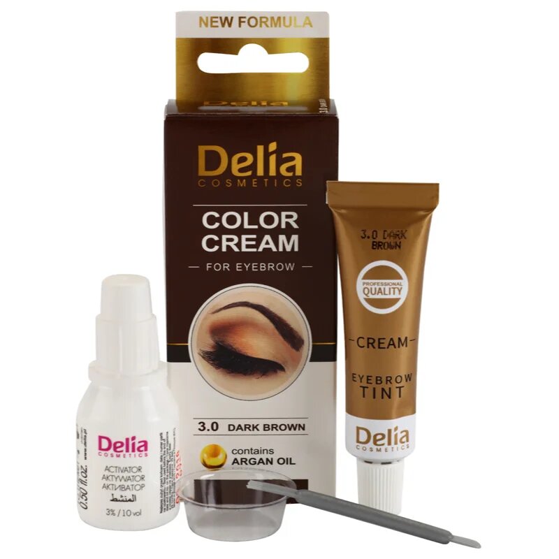 Delia Cosmetics Argan Oil szemöldökfesték árnyalat 3.0 Dark Brown 15 ml