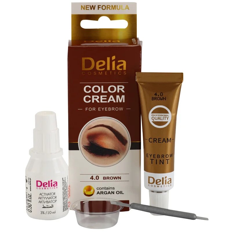 Delia Cosmetics Argan Oil szemöldökfesték árnyalat 4.0 Brown 15 ml