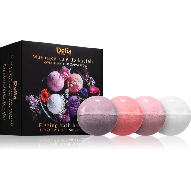 Delia Cosmetics Fizzing Bath Bombs Floral Mix ajándékszett fürdőbe 4x100 g