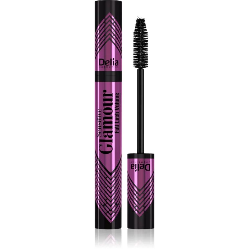 Delia Cosmetics Glamour dúsító és hosszabbító szempillaspirál érzékeny szemre árnyalat Black 11 ml