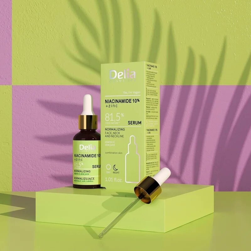 Delia Cosmetics Niacinamide 10% + zinc regeneráló szérum arcra nyakra és dekoltázsra 30 ml