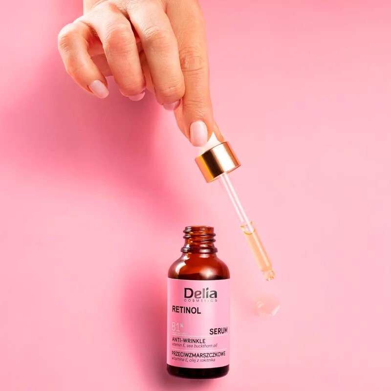 Delia Cosmetics Retinol ránctalanító szérum arcra nyakra és dekoltázsra 30 ml