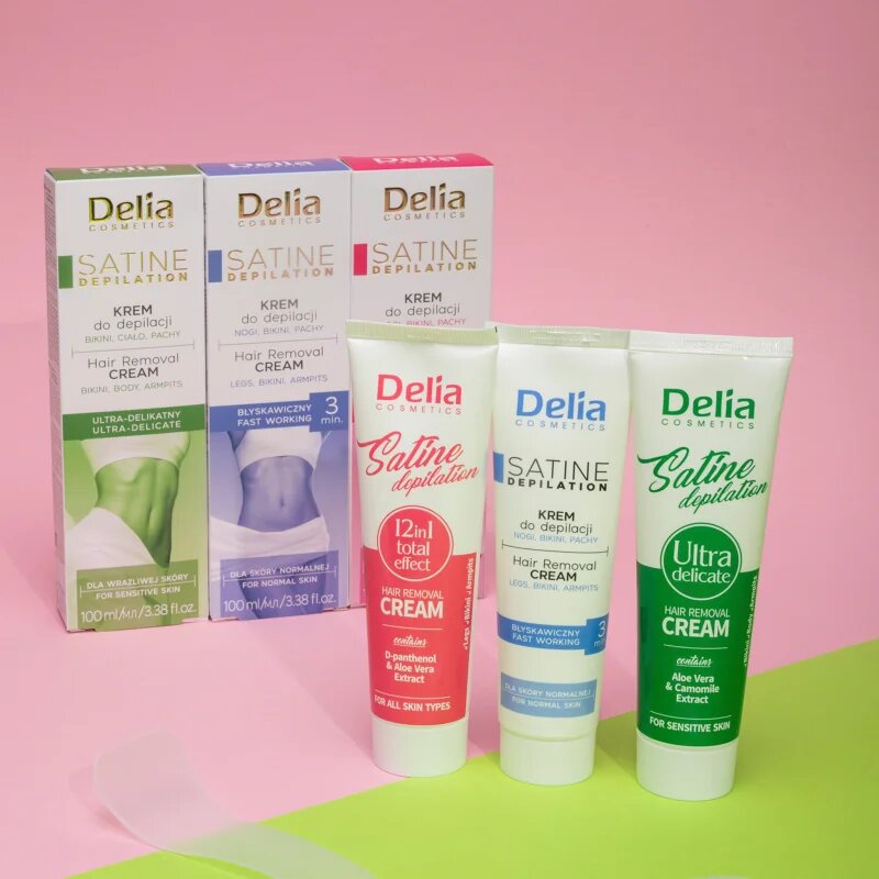 Delia Cosmetics Satine Depilation 12in1 Total Effect szőrtelenítő krém minden bőrtípusra 100 ml