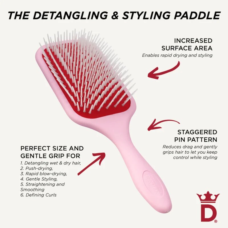 Denman Detangling D38 The Detangling & Styling Paddle nagy lapos hajkefe hosszú hajra Pink Crush 1 db
