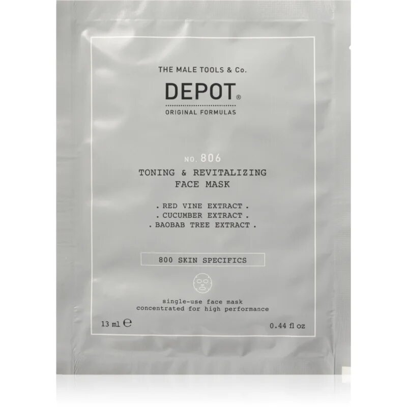 Depot NO. 806 TONING & REVITALIZING FACE MASK revitalizáló arcmaszk uraknak 12x13 ml