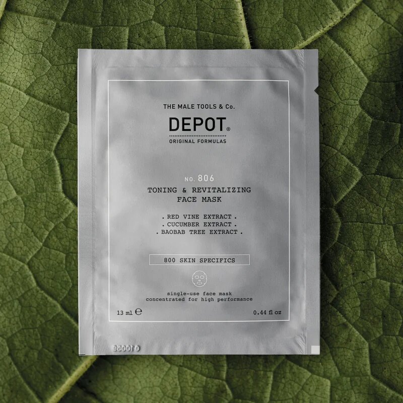 Depot NO. 806 TONING & REVITALIZING FACE MASK revitalizáló arcmaszk uraknak 12x13 ml