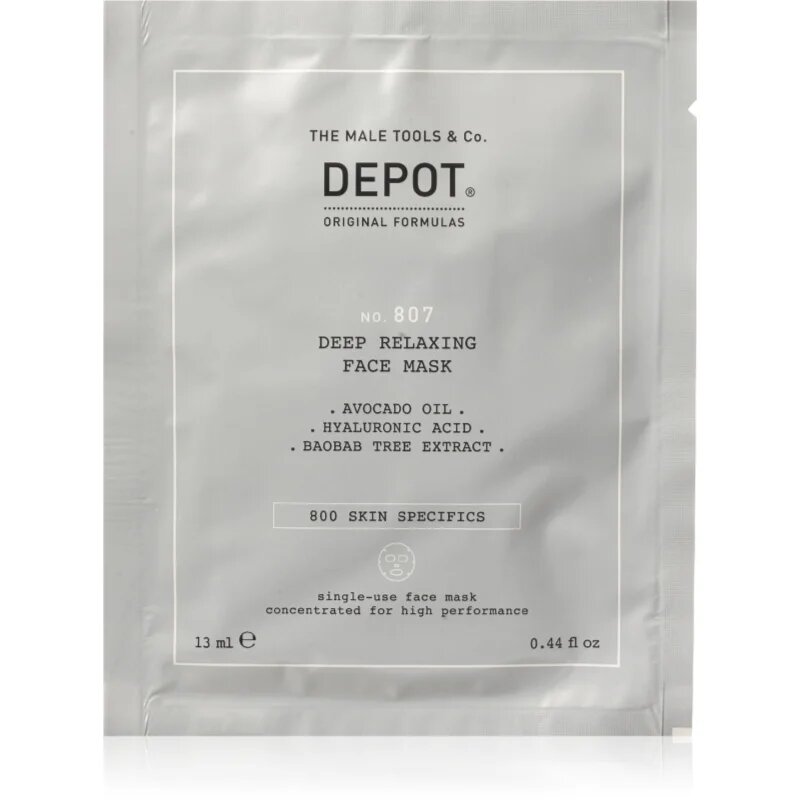 Depot NO. 807 RELAXING FACE MASK nyugtató és hidratáló maszk uraknak 12x13 ml