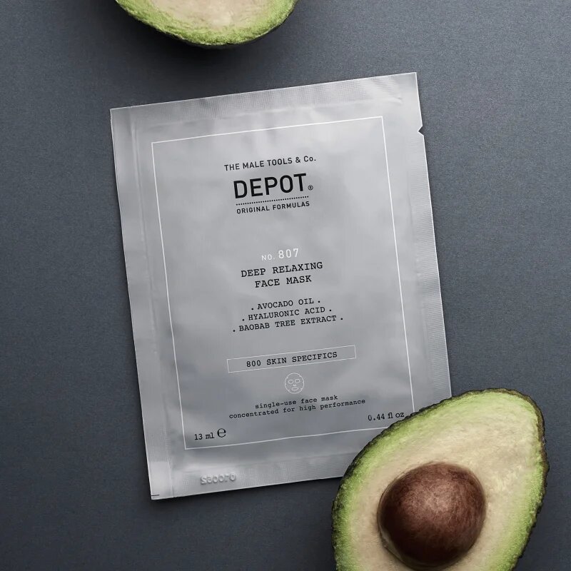 Depot NO. 807 RELAXING FACE MASK nyugtató és hidratáló maszk uraknak 12x13 ml