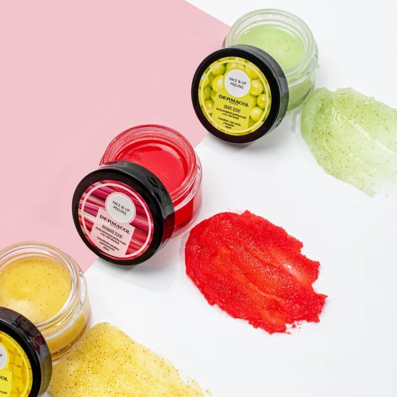 Dermacol Face & Lip Peeling Rhubarb cukros peeling az arcra és a szájra 50 ml