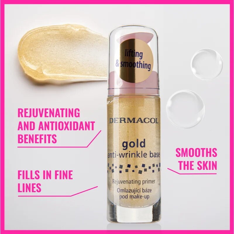 Dermacol Gold Egységesítő sminkalap a ráncok ellen 20 ml