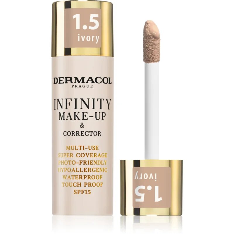 Dermacol Infinity Magas fedésű alapozó SPF 15 árnyalat 1.5 Ivory 20 g