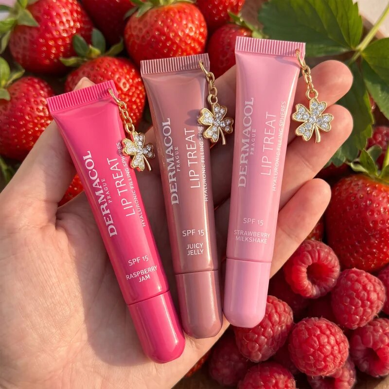 Dermacol Lip Treat hidratáló ajakfény SPF 15 árnyalat 14 Strawberry Milkshake 10 ml