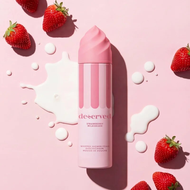 DESERVED Whipped Shower Foam Strawberry Milkshake tusoló hab testre 250 ml