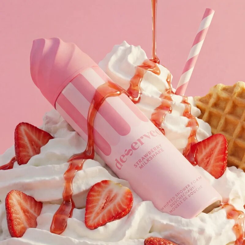 DESERVED Whipped Shower Foam Strawberry Milkshake tusoló hab testre 250 ml