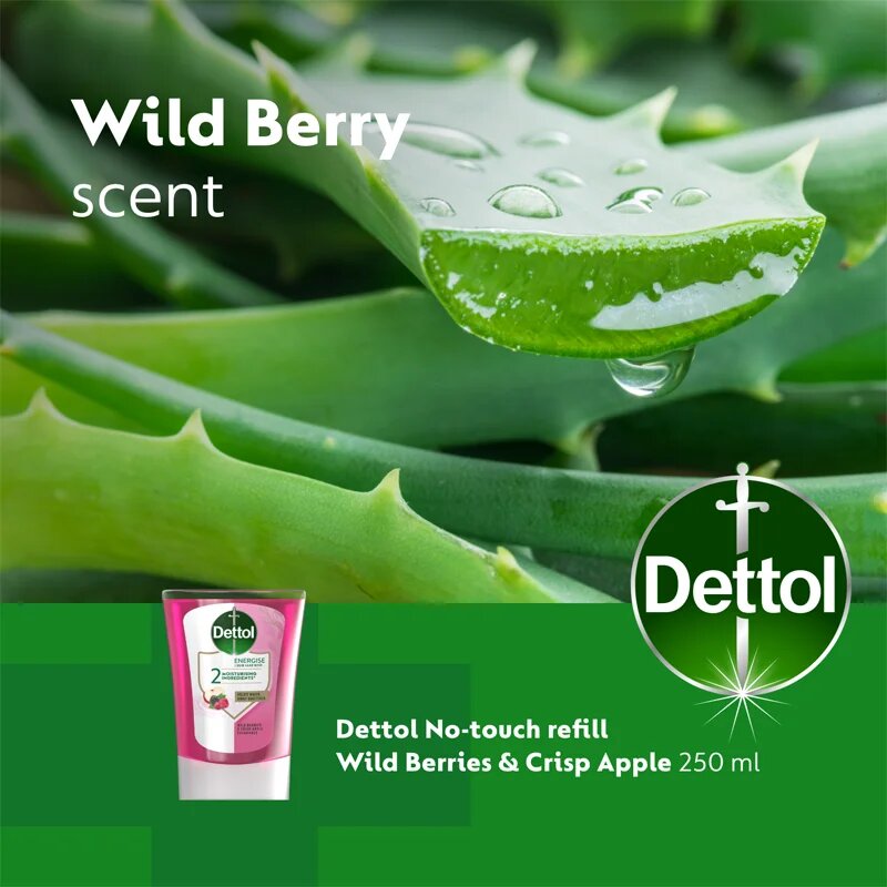 Dettol Energise Liquid Hand Wash Wild Berries & Crisp Apple érintésmentes szappanadagoló utántöltő 250 ml