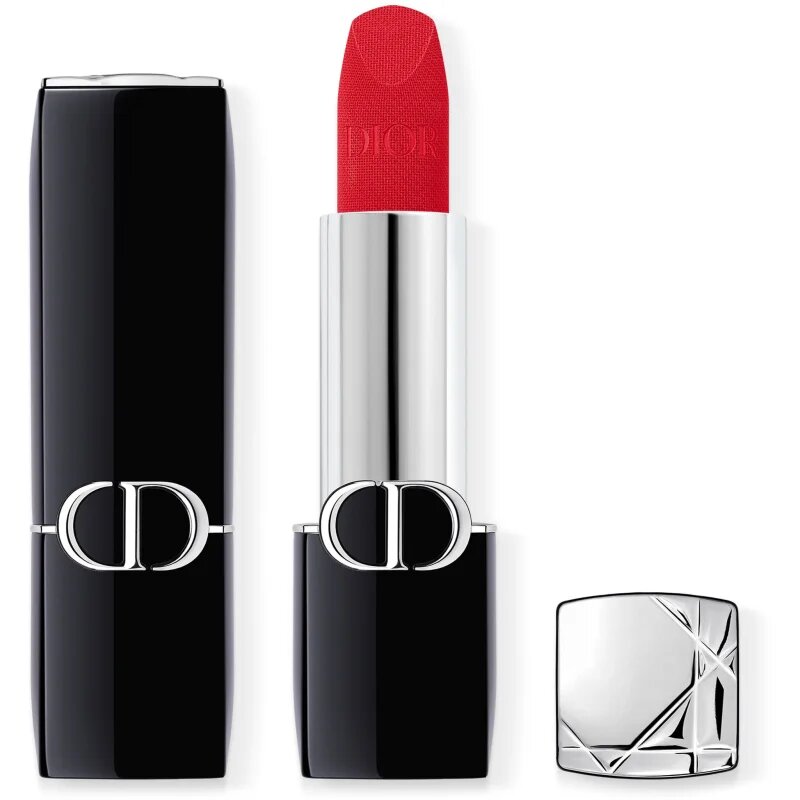 DIOR Rouge hosszan tartó rúzs utántölthető árnyalat 666 Rouge en Diable Velvet 3.5 g
