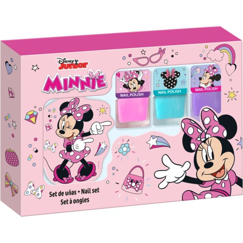 Disney Minnie Nail Set körömlakk szett gyermekeknek 3y+ Pink Blue Purple 3x4.5 ml