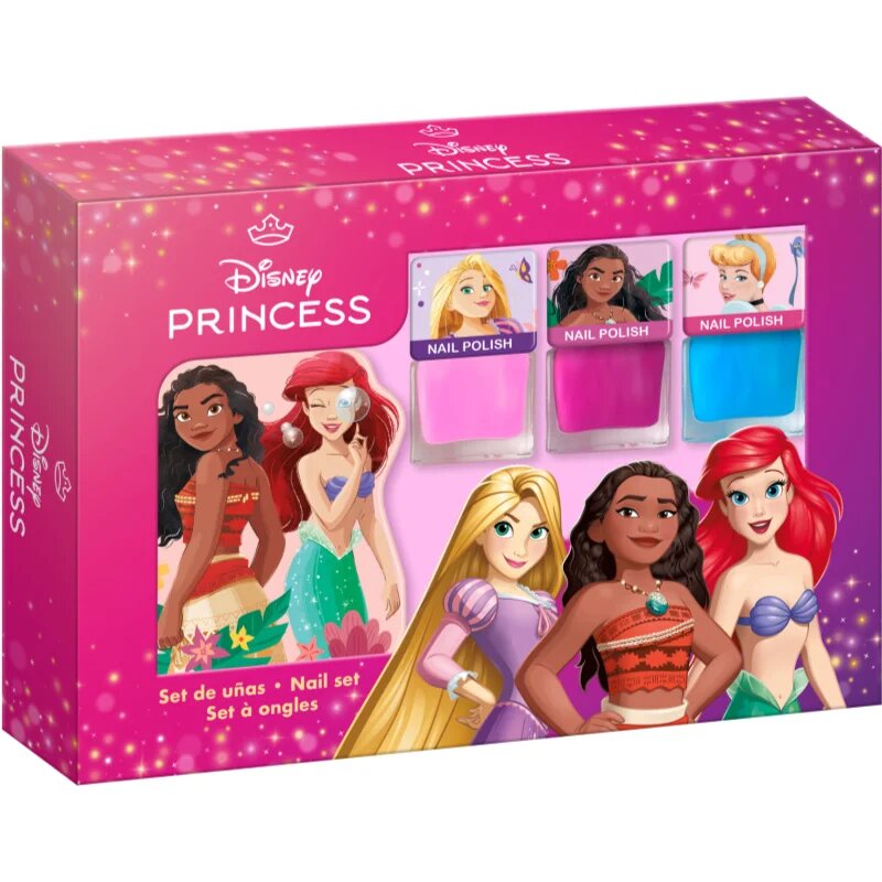 Disney Princess Nail Set körömlakk szett gyermekeknek 3y+ Pink Blue Pink 3x4.5 ml