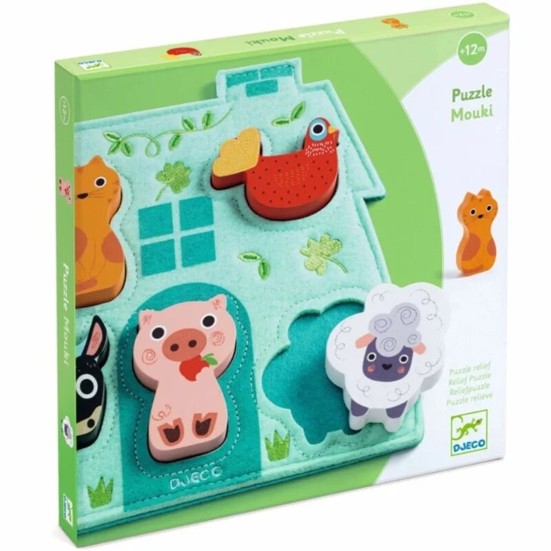 DJECO Wooden Block Puzzle Mouki kirakó 12m+ 1 db