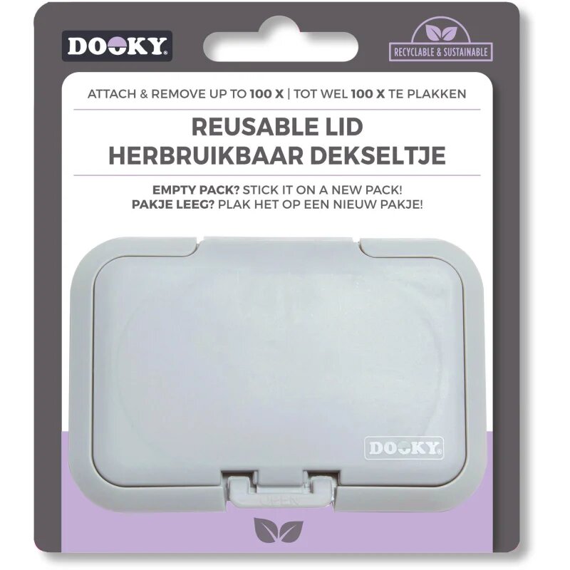 Dooky Reusable Lid Grey Card tárolófedél nedves törlőkendőhöz 1 db
