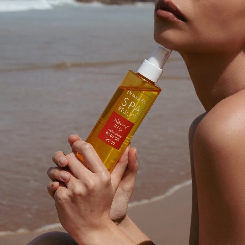 Dr Irena Eris SPA Resort Vibrant Rio ápoló- és napvédő olaj hidratáló hatással SPF 50 200 ml