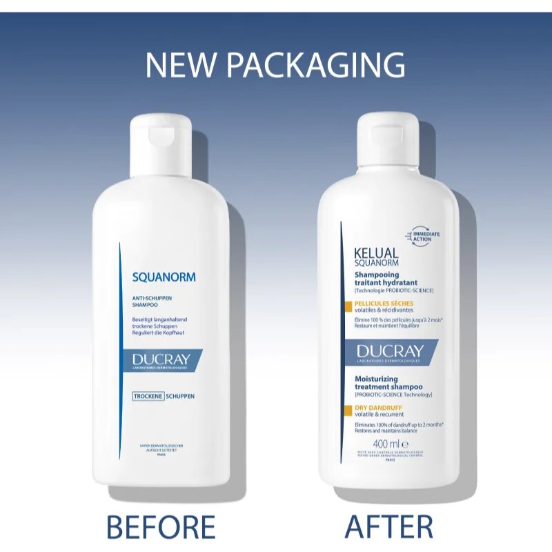 Ducray Kelual Squanorm Moisturizing Treatment Shampoo Dry Dandruff sampon száraz korpa ellen 400 ml