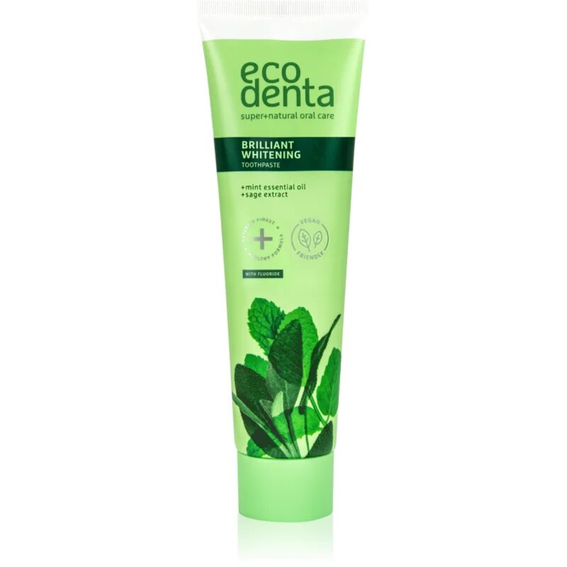 Ecodenta Green Brilliant Whitening fogfehérítő paszta fluoriddal a friss leheletért Mint Oil + Sage Extract 100 ml
