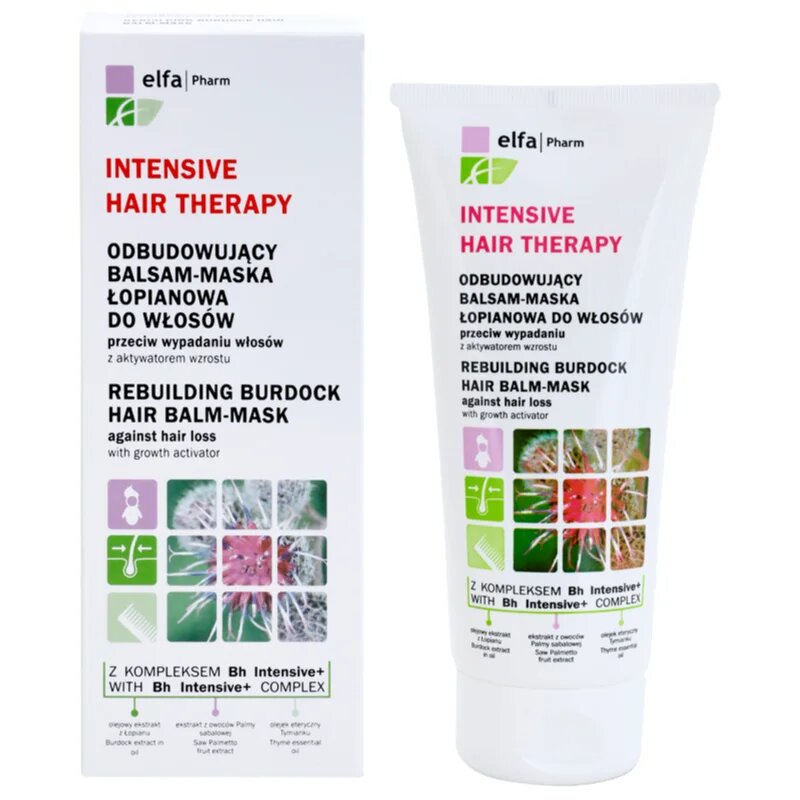 Elfa Pharm Intensive Cosmetic Intensive Hair Therapy Rebuilding Burdock Hair Balm-Mask hajhullás elleni növekedés serkentő balzsam 200 ml