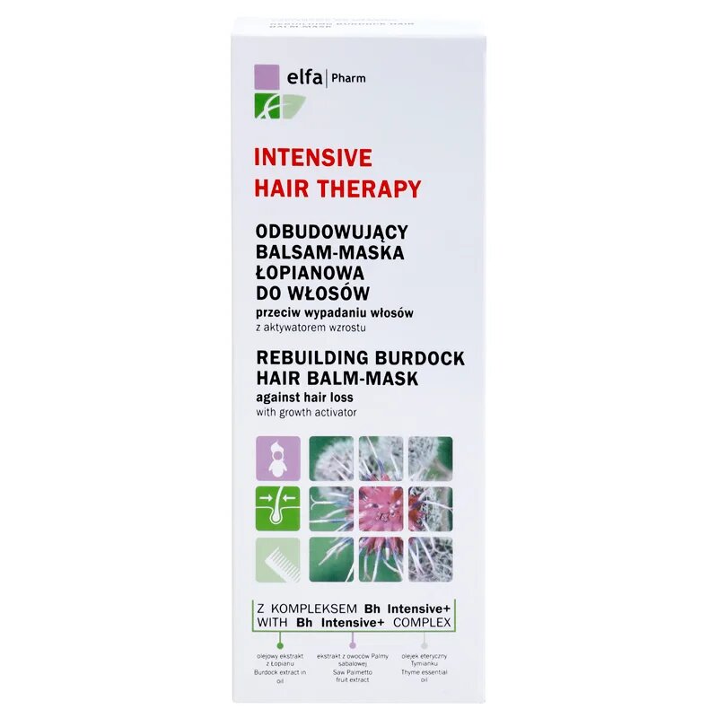 Elfa Pharm Intensive Cosmetic Intensive Hair Therapy Rebuilding Burdock Hair Balm-Mask hajhullás elleni növekedés serkentő balzsam 200 ml