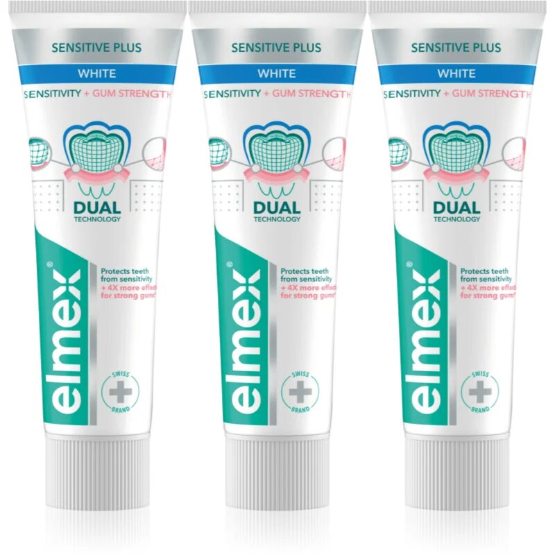 Elmex Sensitivity + Gum Strenght Whitening fogkrém érzékeny fogakra 3x75 ml