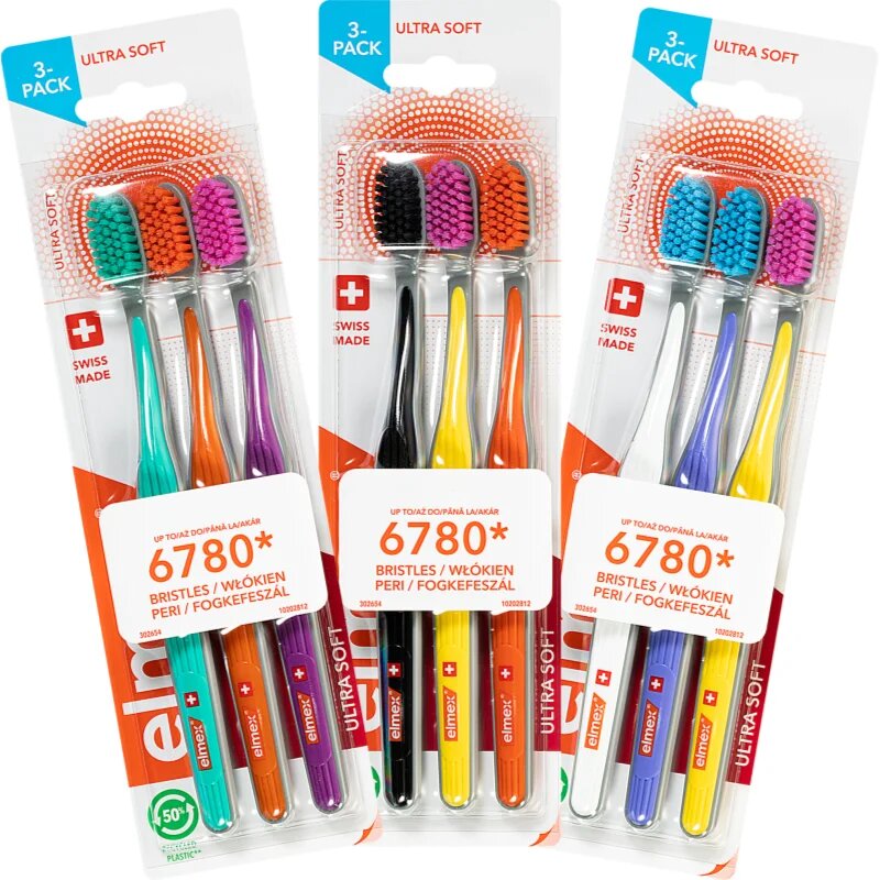 Elmex Swiss Made fogkefe ultra soft Yellow + Blue + White 3 db
