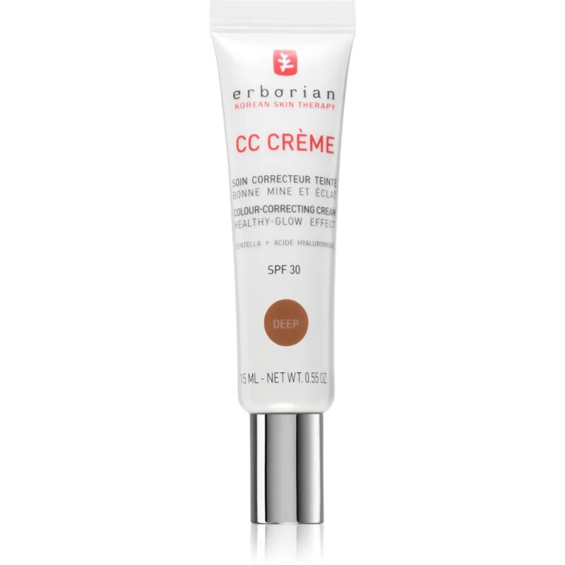 Erborian CC Crème Centella Asiatica CC krém az egyenletes bőrszínért SPF 30 árnyalat Deep 15 ml