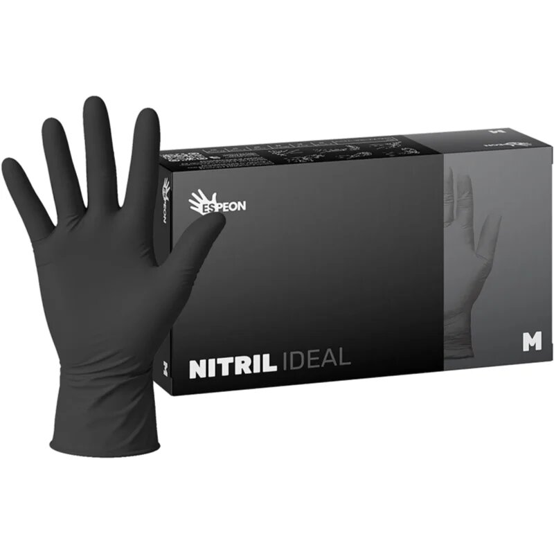 Espeon Nitril Ideal3 Black púdermentes nitrilkesztyű méret M 100 db