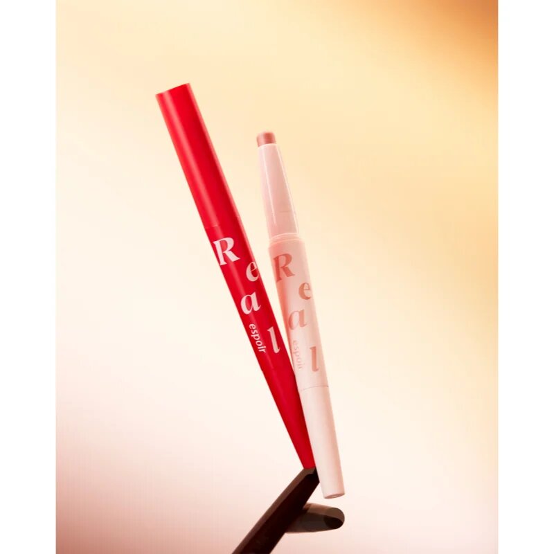 espoir Real Eye Dual Stick hosszantartó szemhéjfesték ceruza kiszerelésben élénkítővel árnyalat 02 Peach Beam 0.5 g