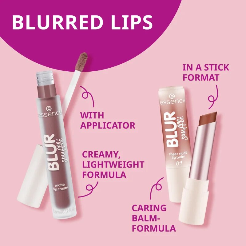 essence Blur Soufflé tonizáló ajakbalzsam matt hatással árnyalat 01 Nude Beige 3 g
