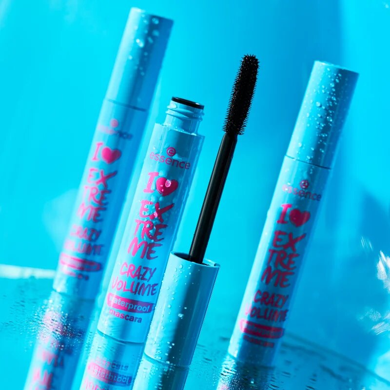 essence I LOVE EXTREME CRAZY VOLUME vízálló és tömegnövelő szempillaspirál árnyalat Black 12 ml