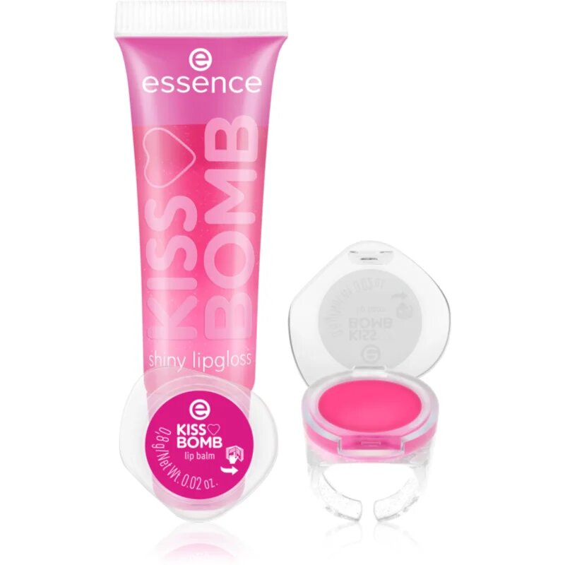 essence KISS BOMB shiny lipgloss & lip balm ajakápoló készlet
