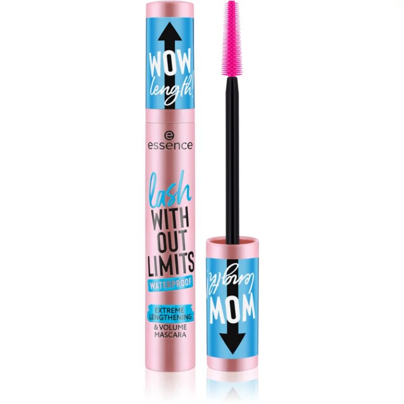 essence lash WITHOUT LIMITS WATERPROOF dúsító és hosszabbító szempillaspirál vízálló árnyalat 03 Black Waterproof 13 ml