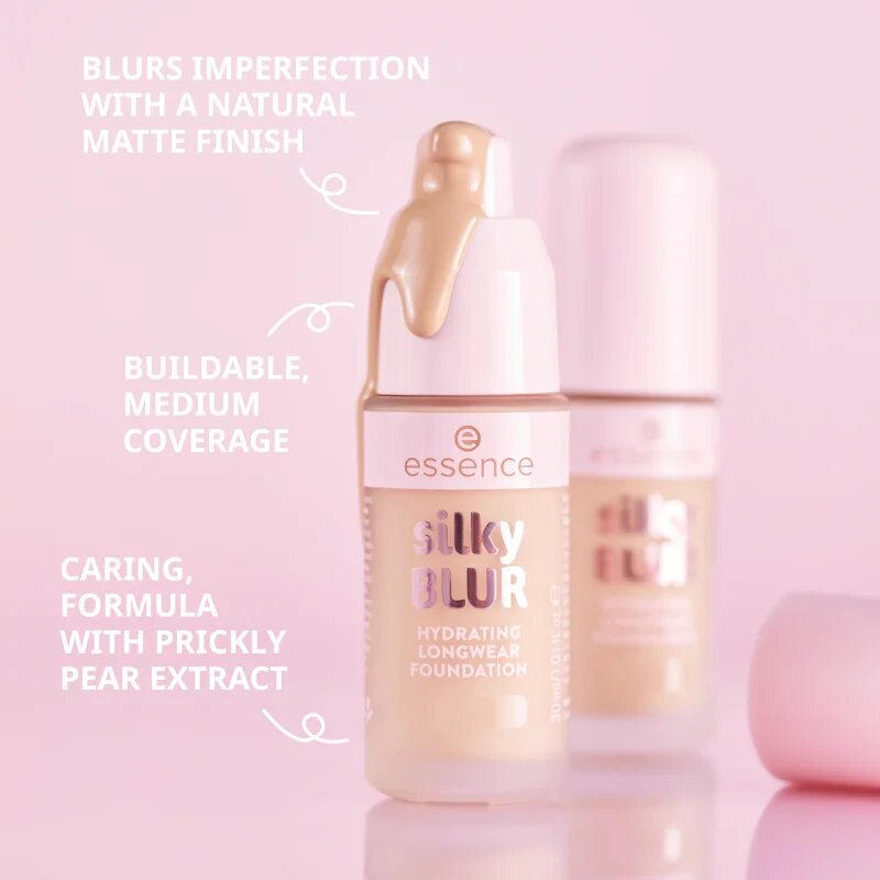 essence silky BLUR Természetes fedésű hidratáló make-up matt hatásért árnyalat 178 30 ml
