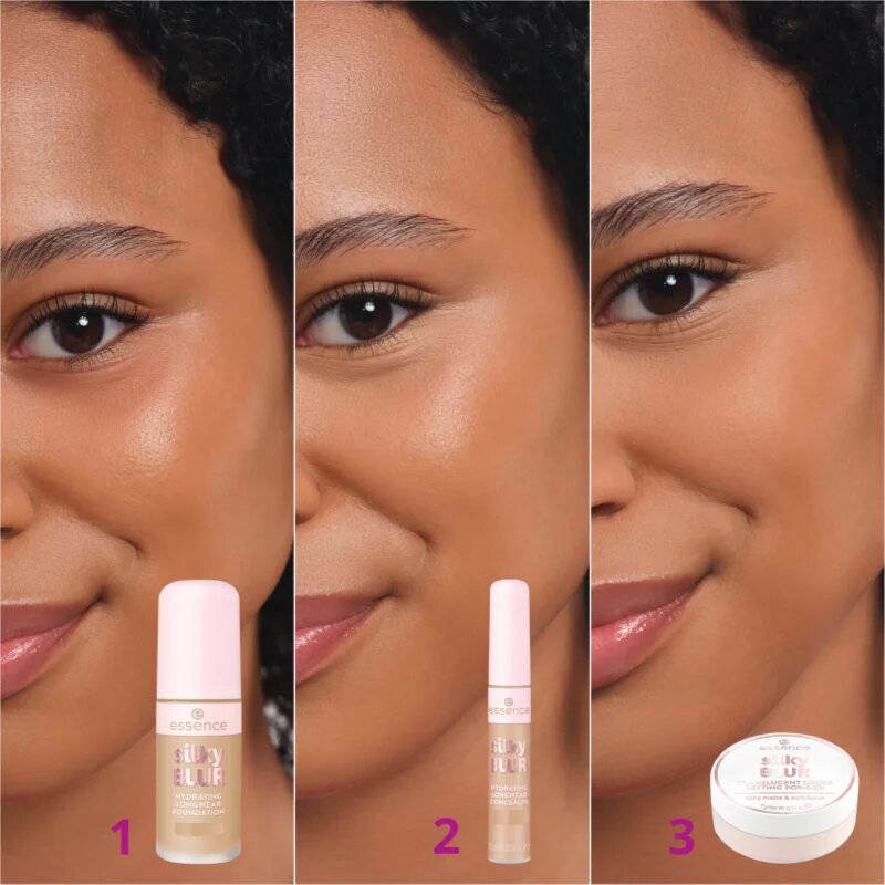 essence silky BLUR Természetes fedésű hidratáló make-up matt hatásért árnyalat 90 30 ml