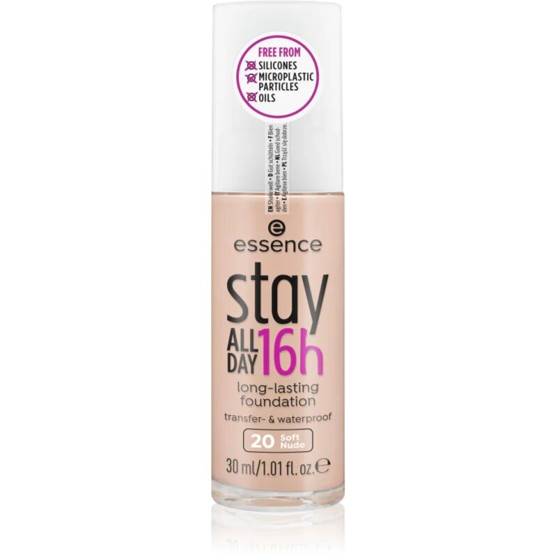 essence Stay ALL DAY 16h vízálló make-up árnyalat 20 Soft Nude 30 ml