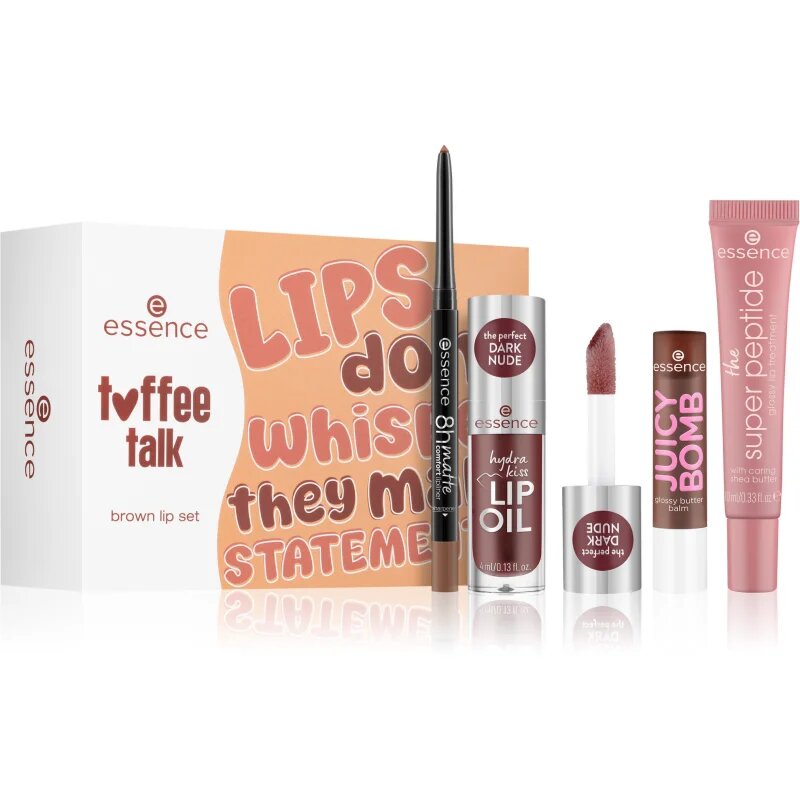 essence toffee talk brown lip set ajándékszett az ajkakra 01 Pout Au Chocolat