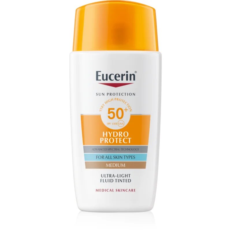 Eucerin Sun Hydro Protect tonizáló napozó folyadék SPF 50+ árnyalat Medium 50 ml