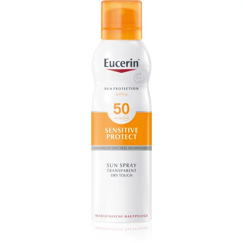 Eucerin Sun Sensitive Protect átlátszó napozó spray érzékeny bőrre SPF 50+ 200 ml